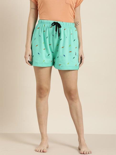 quarantine green printed shorts