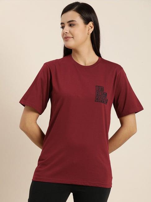 quarantine maroon graphic print t-shirt