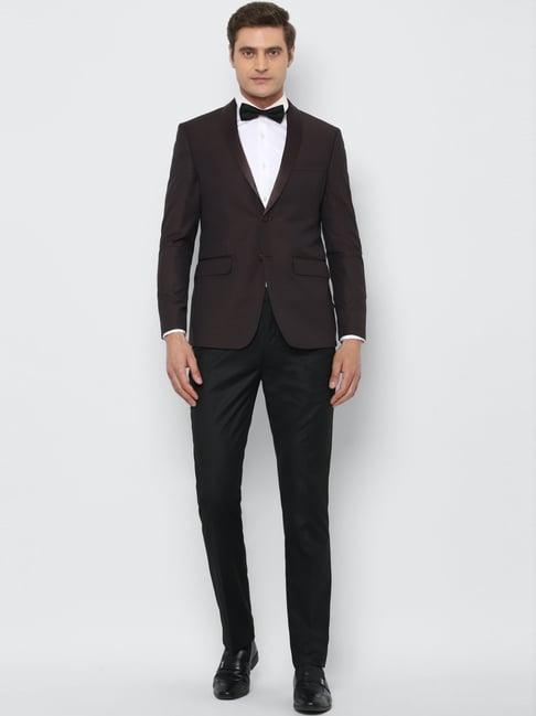 louis philippe brown slim fit self pattern two piece suit