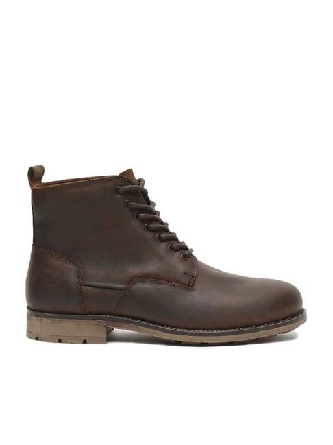 teakwood leathers men's coffee brown derby boots