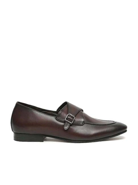 teakwood leathers men's burgundy monk shoes