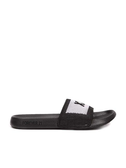 forever 21 men's white & black casual slides