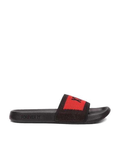 forever 21 men's red & black casual slides