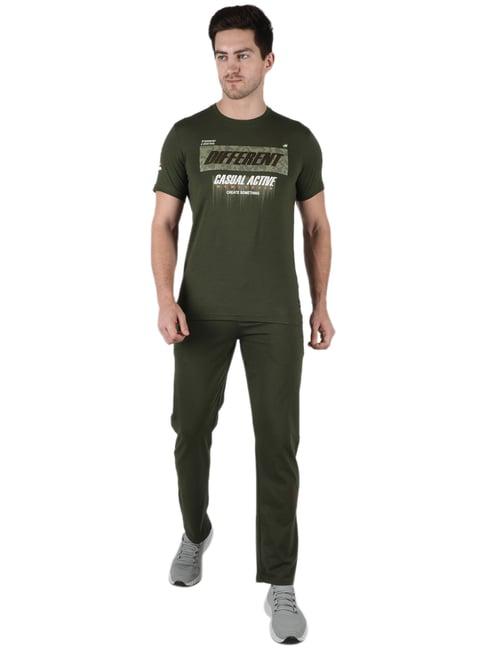 monte carlo olive green printed smart fit t-shirt & pyjama