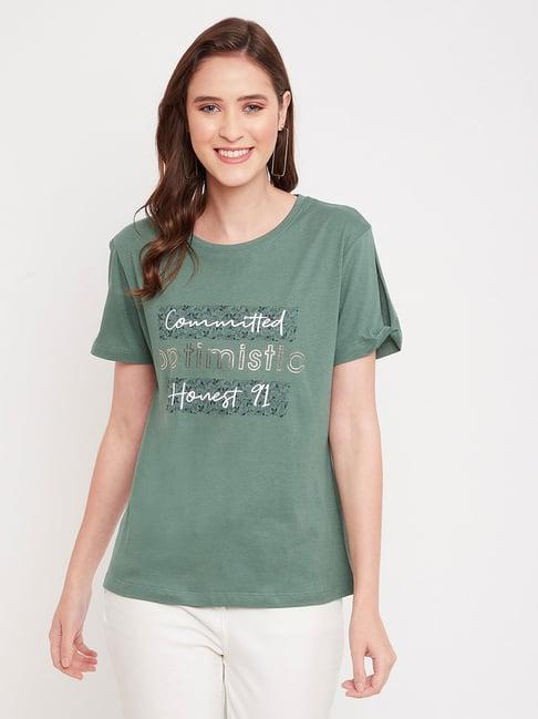 octave green graphic print top