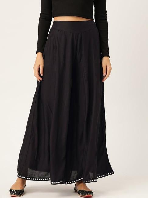 juniper black solid rayon flared ankle-length palazzo