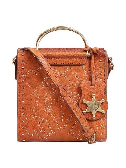 hidesign orange textured medium handbag