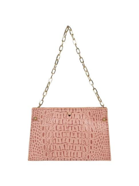 hidesign pink textured medium shoulder handbag