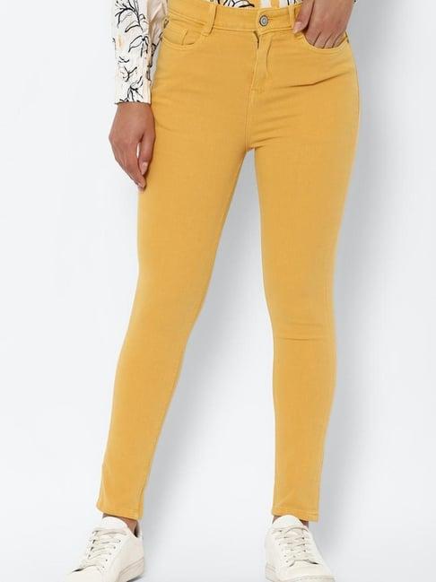 allen solly mustard skinny fit jeans