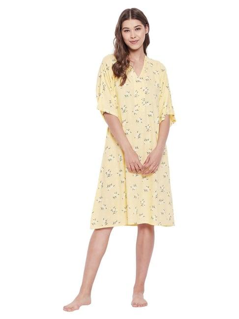 hypernation yellow floral print night dress