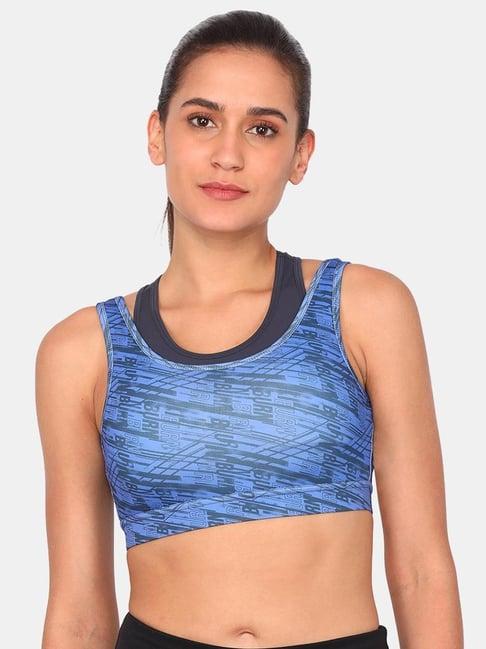 zelocity by zivame blue printed sports bra