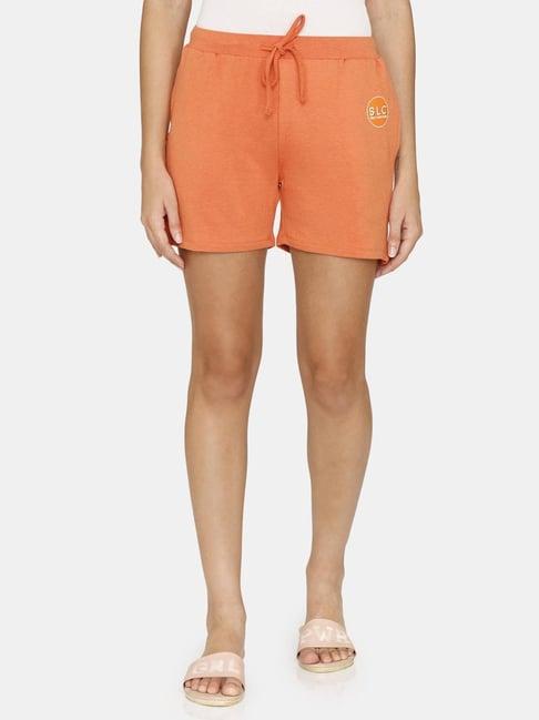 zivame orange graphic print night shorts