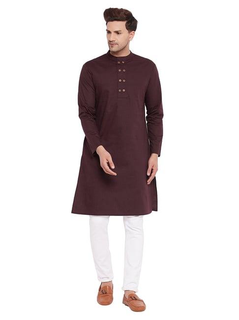 hypernation brown mandarin collar kurta