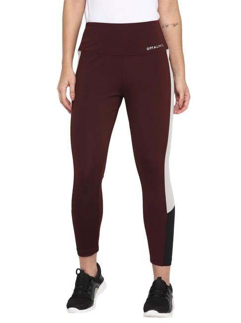 off limits maroon color blocked tights