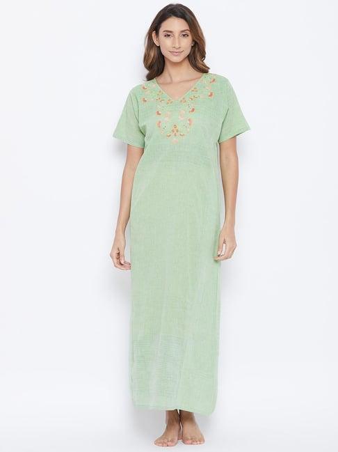 the kaftan company light green embroidered nighties