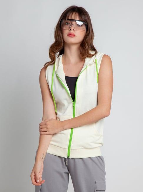 zink z cream sleeveless hooded jacket