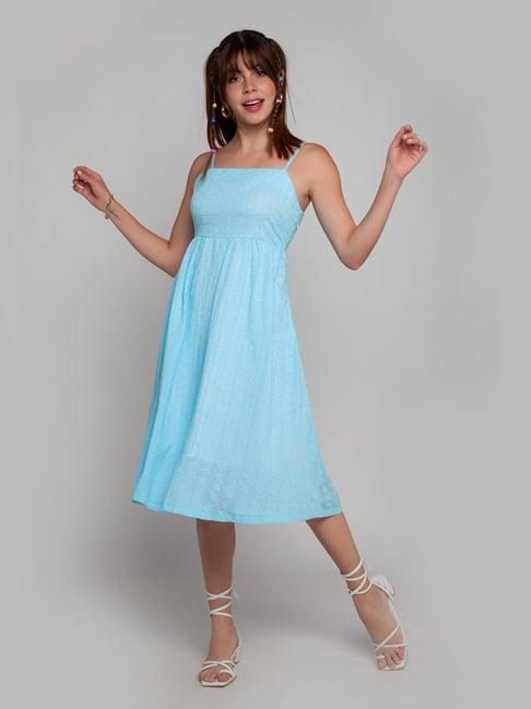 zink z blue embroidered slip dress