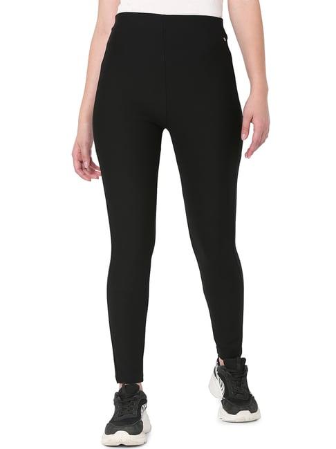 spykar black regular fit tights