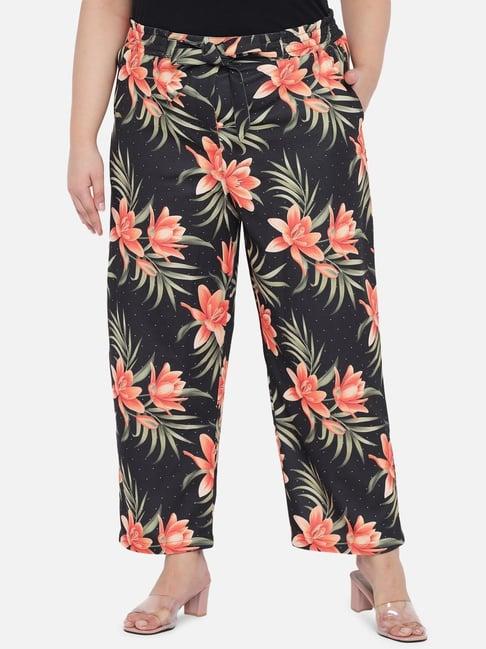 amydus black floral print trousers