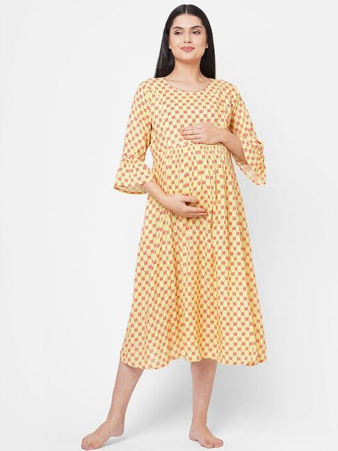 sweet dreams yellow floral print maternity night  dress