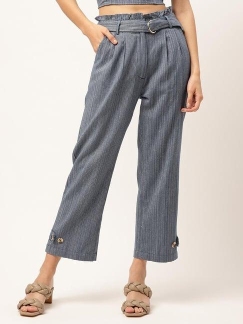 elle blue self print trousers