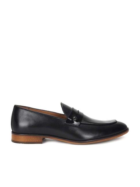 arrow men's black formal loafers