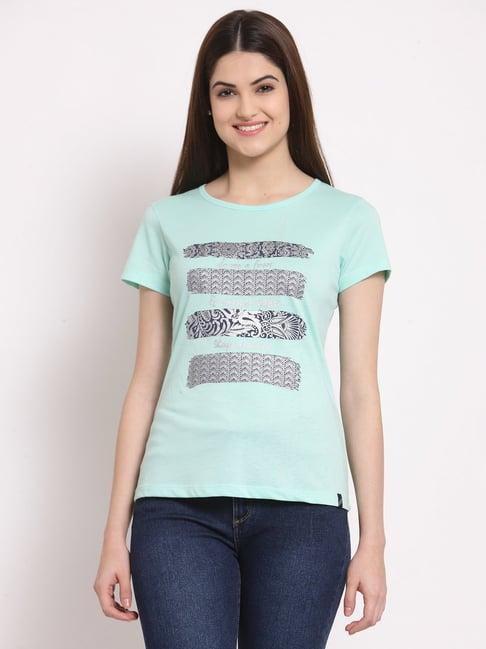 juelle turquoise printed crew t-shirt