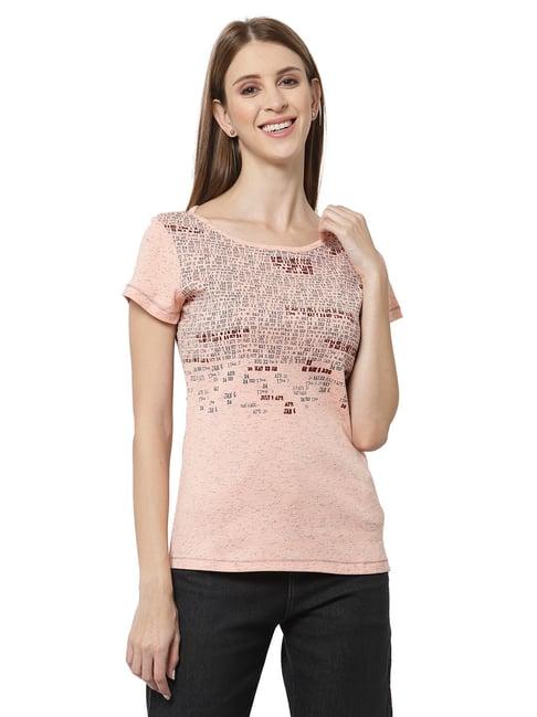 juelle peach printed crew t-shirt