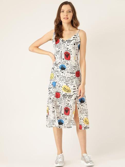 anvi be yourself white printed a-line dress