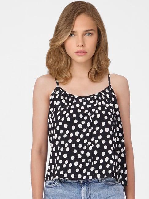 only black & white polka dot top