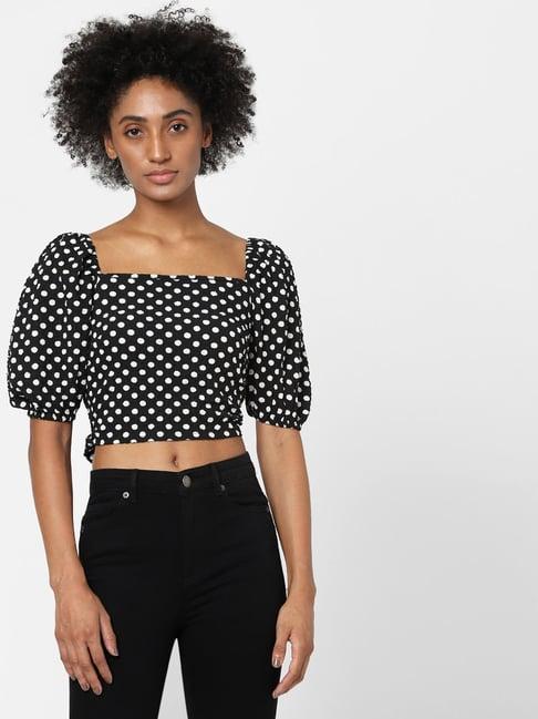 only black & white polka dot crop top