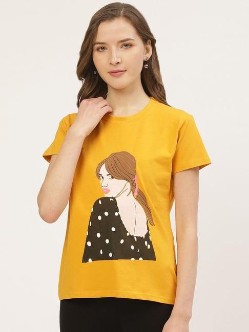 anvi be yourself yellow graphic print t-shirt