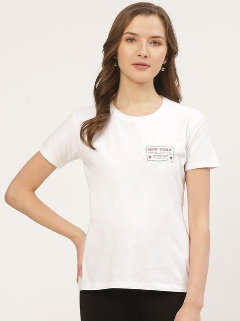 anvi be yourself white printed t-shirt