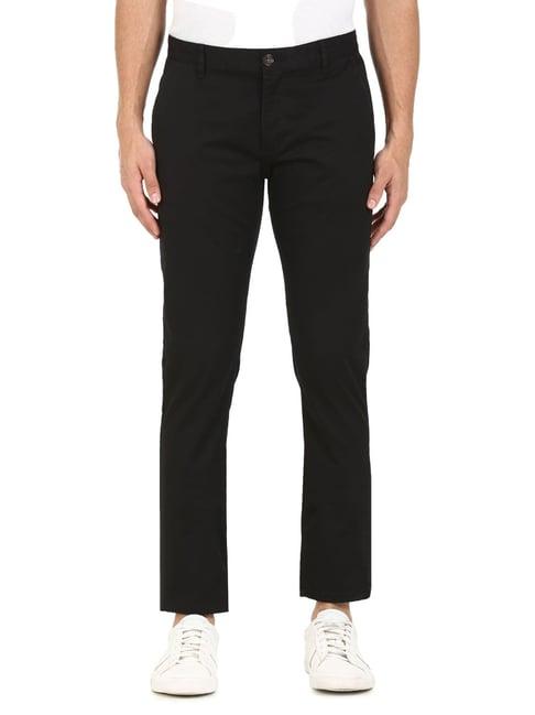 aeropostale black cotton regular fit trousers