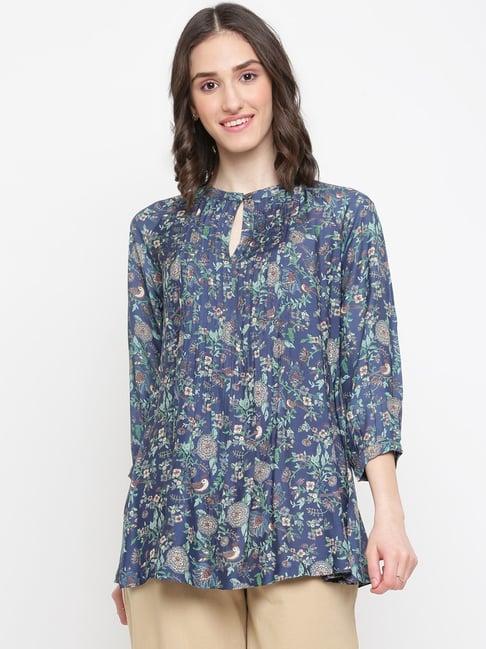 fabindia blue floral print top