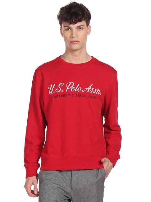 u.s. polo assn. red regular fit embroidered sweatshirt