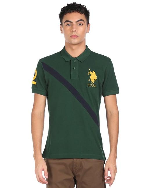 u.s. polo assn. green regular fit logo printed polo t-shirt