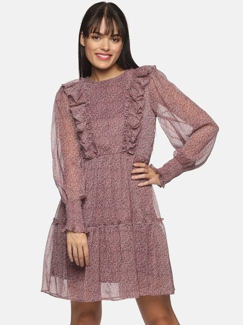 isu mauve printed peplum dress