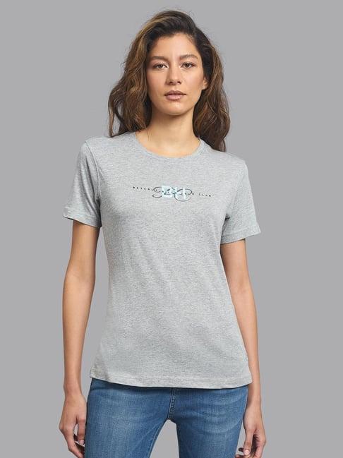 beverly hills polo club grey graphic print top