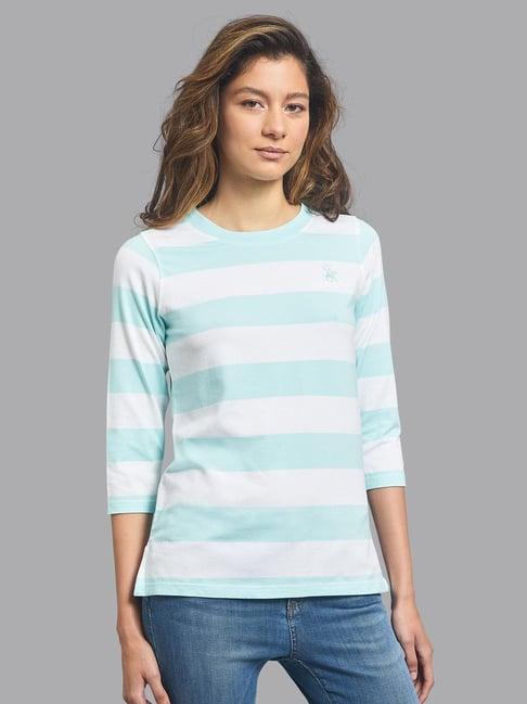 beverly hills polo club light blue striped top