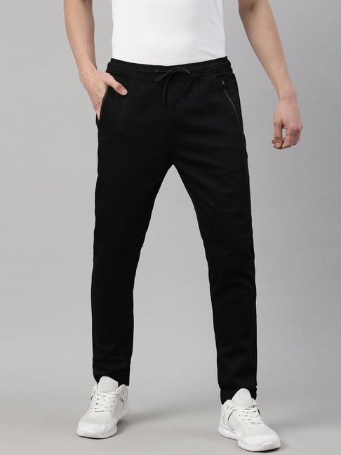 proline black regular fit flat front trousers