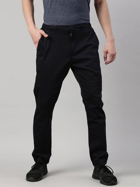 proline navy regular fit flat front trousers