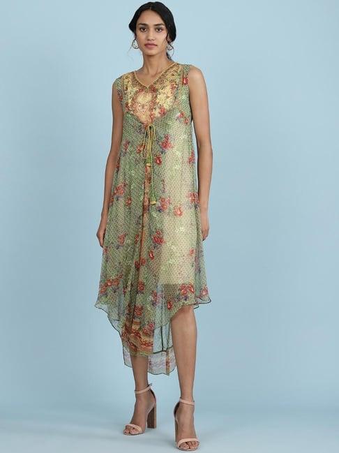 aarke ritu kumar green floral print dress