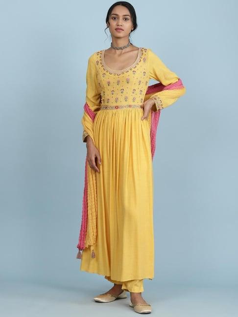 aarke ritu kumar yellow embroidered suit set