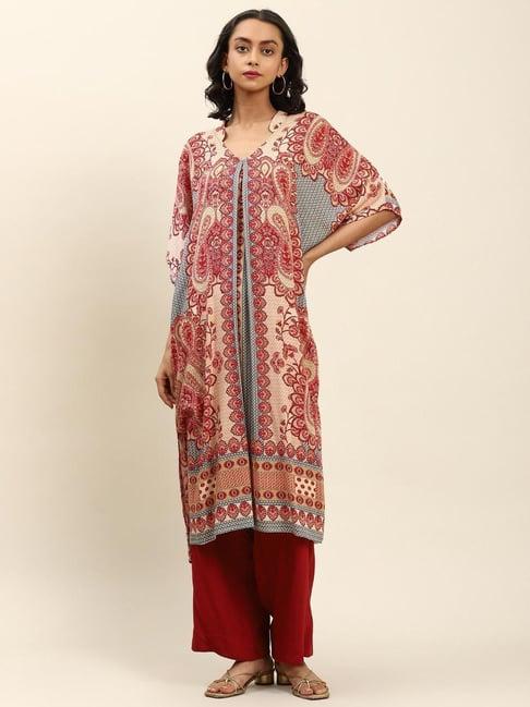 aarke ritu kumar beige printed kurta set