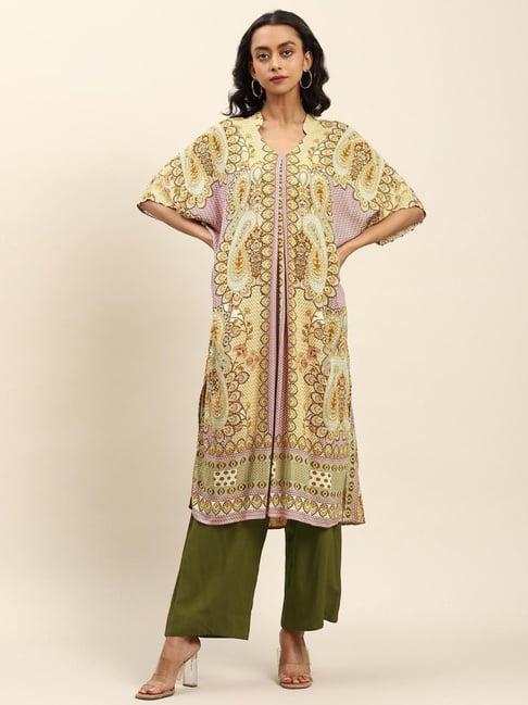 aarke ritu kumar light green printed kurta set