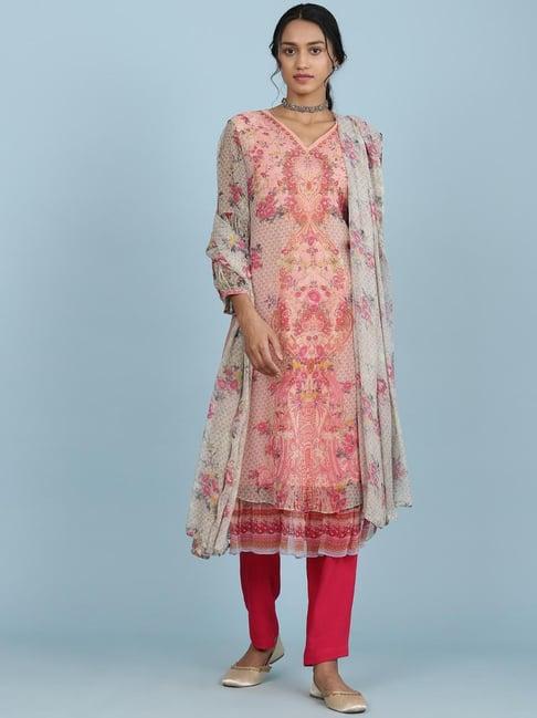 aarke ritu kumar pink printed suit set