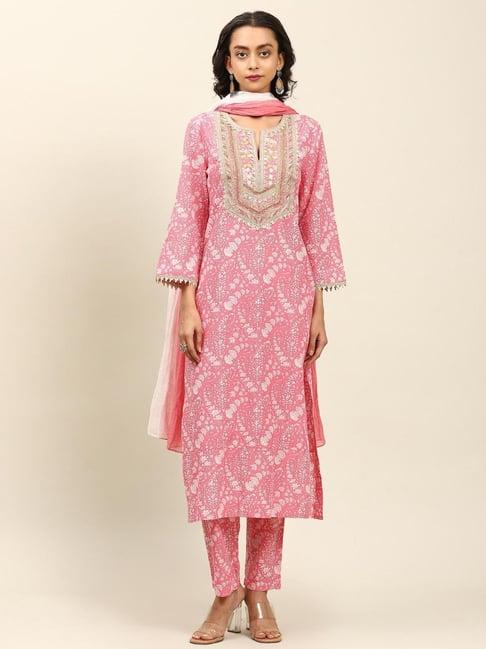 aarke ritu kumar pink embroidered suit set