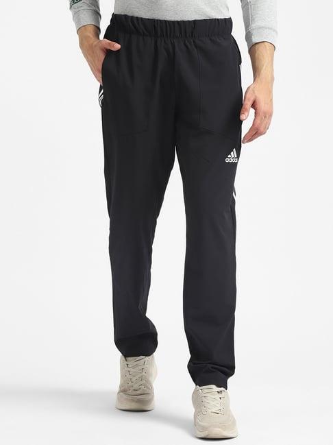 adidas black regular fit trackpants