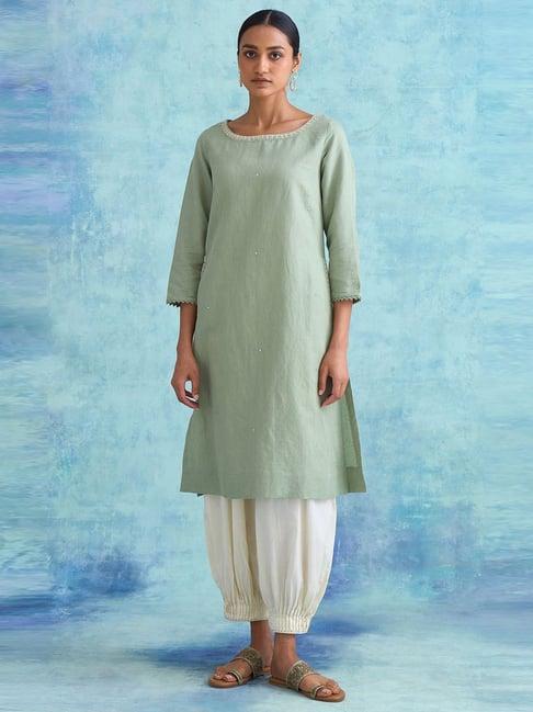 folksong by w green cotton embroidered straight kurta